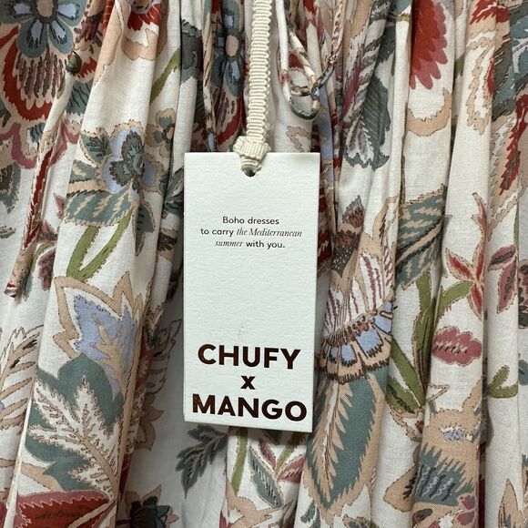 Mango X Chufy Collab Open Back Floral Mini Dress Mediterranean Boho S NEW - Picture 8 of 11